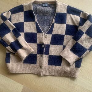 Checkered Cardigan Sweater